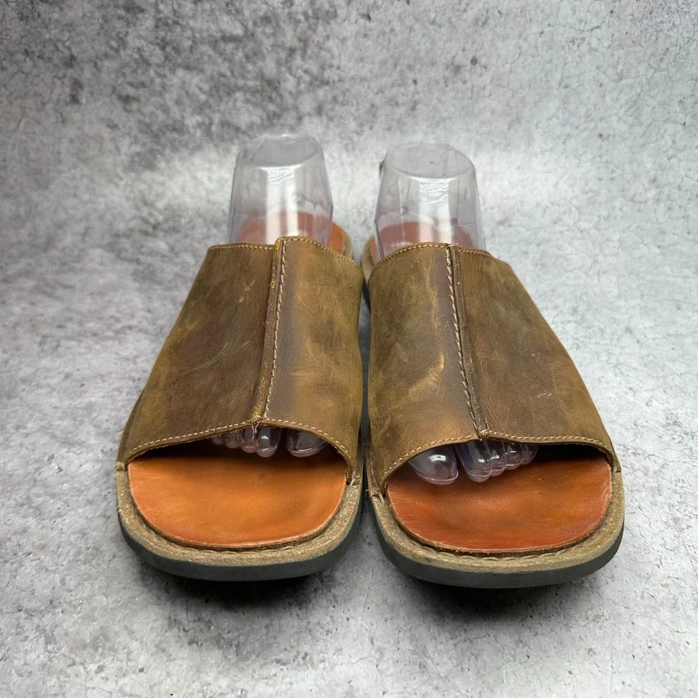 Clarks Lynton Slide Sandals Mens 12 Tan Leather Casual Comfort Summer Shoes